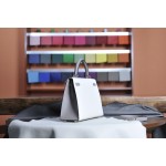 Kelly25 Milkshake White with Pitch Gray Gold Buckle Epsom Leather