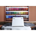 Kelly25 Milkshake White with Pitch Gray Gold Buckle Epsom Leather