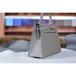 Kelly25 Elephant Gray Gold Buckle Epsom Leather