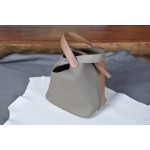 picotin18 elephant gray and golden brown silver buckle TC leather