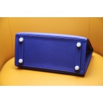 Birkin25 outer seam French blue EPSOM leather silver buckle