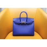 Birkin25 outer seam French blue EPSOM leather silver buckle