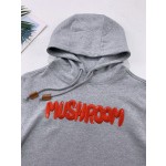 Loewe Grey Red Embroidered Cotton Hoodie