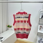 GANNI Jacquard Pattern Academy Style Knitted Vest