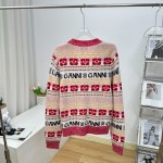 GANNI jacquard pattern college style knit cardigan