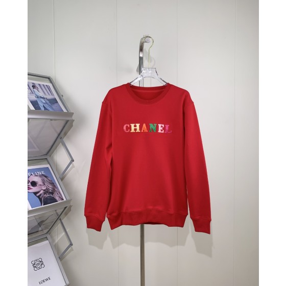 Chanel Small Fragrant Embroidered Colorful Character Logo Round Neck Sweater