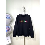 Chanel Small Fragrant Embroidered Colorful Character Logo Round Neck Sweater