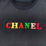 Chanel Small Fragrant Embroidered Colorful Character Logo Round Neck Sweater