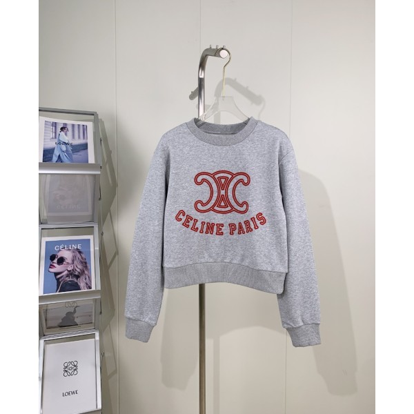 Celine - Round neck flocked pullover sweater