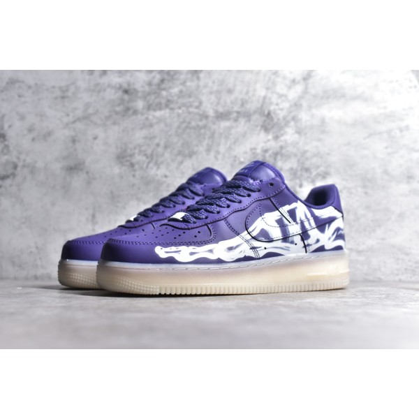 Nike Air Force 1'07 Skeleton QS Halloween Black Purple Glow Skeleton Limited Casual Board Shoe