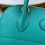 Bolide 27cm Imported original Epsom leather half hand waxed stitching peacock green silver buckle