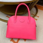 Bolide 27cm Imported original Epsom leather Semi hand waxed and stitched peach silver buckle