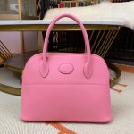 Bolide 27cm Imported original Epsom leather Half hand waxed stitching Sakura pink Silver buckle