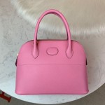 Bolide 27cm Imported original Epsom leather Half hand waxed stitching Sakura pink Silver buckle