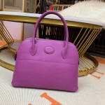 Bolide 27cm Imported original Epsom leather Half hand waxed stitching Anemone purple Silver buckle