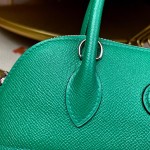 Bolide 27cm Imported original Epsom leather Half hand waxed stitching Velvet green Silver buckle