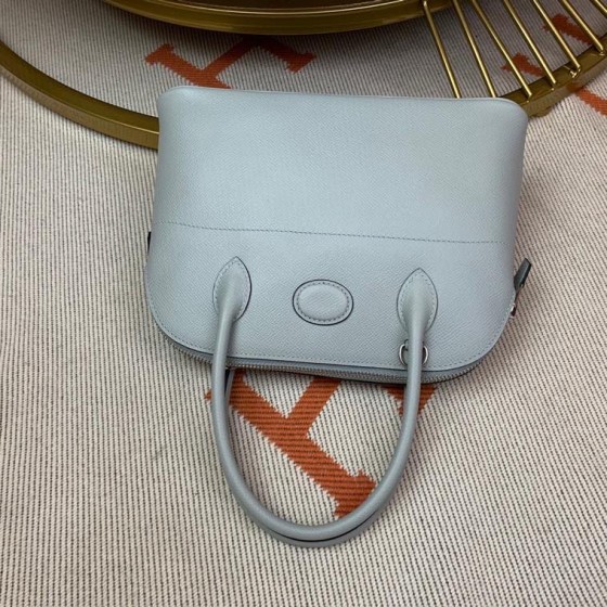 Bolide 27cm Imported original Epsom leather half hand waxed stitching glacier blue silver buckle