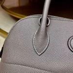 Bolide 27cm Imported original Epsom leather Half hand waxed stitching Tinware gray Silver buckle