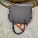 Bolide 27cm Imported original Epsom leather Half hand waxed stitching Tinware gray Silver buckle