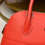 Bolide 27cm Imported original Epsom leather Semi-hand waxed stitching Large red silver buckle