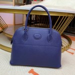 Bolide 27cm Imported original Epsom leather half hand waxed stitching treasure blue silver buckle