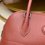 Bolide 27cm Imported original Epsom leather Half hand waxed stitching burgundy silver buckle