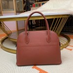 Bolide 27cm Imported original Epsom leather Half hand waxed stitching burgundy silver buckle