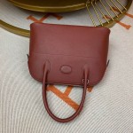 Bolide 27cm Imported original Epsom leather Half hand waxed stitching burgundy silver buckle