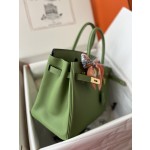 Birkin 30cm avocado green gold buckle  Imported epsom leather hand sewn real shot visible to the naked eye quality