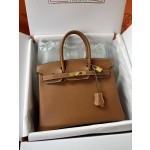 Birkin 30cm CK37 gold brown gold buckle  Imported easy leather hand sewn  Real shot The quality visible to the naked eye