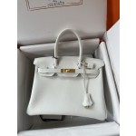 Birkin 30cm original calfskin togo pure white Snow White gold buckle top hand sewn