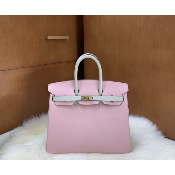 Birkin 25cm swift leather 3Q powder ➕ pearl grey gold buckle