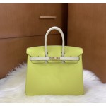 Birkin 25cm epsom lemon yellow ➕ milkshake white gold buckle