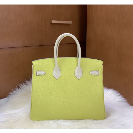 Birkin 25cm epsom lemon yellow ➕ milkshake white gold buckle