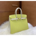 Birkin 25cm epsom lemon yellow ➕ milkshake white gold buckle