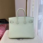 Birkin 25cm original imported Togo calfskin air bubble green silver buckle All handmade beeswax thread stitching