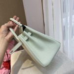 Birkin 25cm original imported Togo calfskin air bubble green silver buckle All handmade beeswax thread stitching