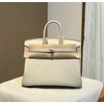 birkin25 imported togo leather glacier white all handmade gold buckle silver buckle