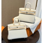 birkin25 imported togo leather glacier white all handmade gold buckle silver buckle