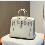 birkin25 imported togo leather glacier white all handmade gold buckle silver buckle