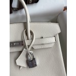 Birkin 25cm Epsom Leather Milkshake White Silver Buckle