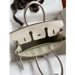 Birkin 25cm Epsom Leather Milkshake White Silver Buckle