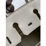 Birkin 25cm Epsom Leather Milkshake White Silver Buckle