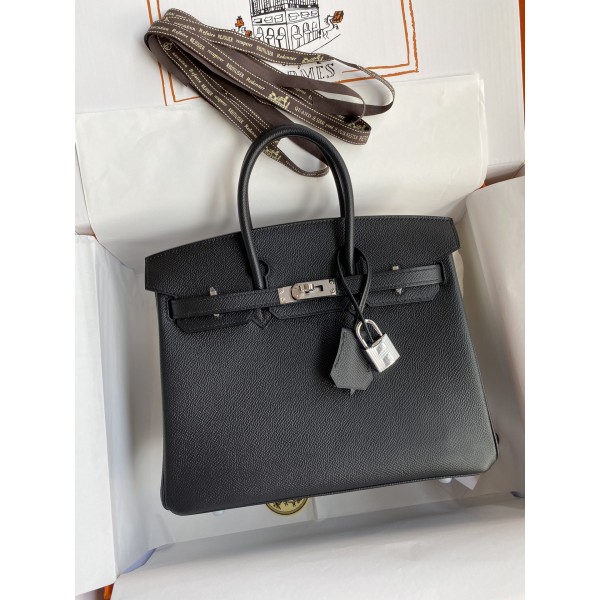 Birkin 25cm Epsom Leather Black Silver Buckle
