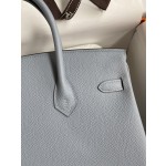 Birkin 25cm Epsom Leather Linen Blue Silver Buckle