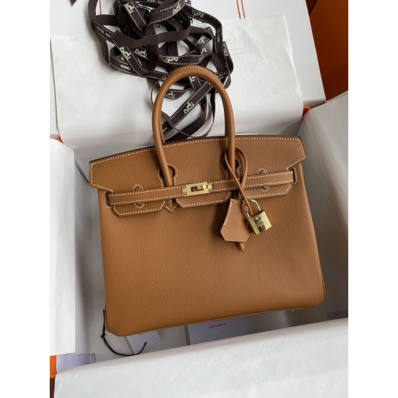 Birkin 25cm Epsom Leather Gold Brown Gold Buckle