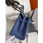 Birkin 25cm Epsom Leather Onyx Blue Silver Buckle