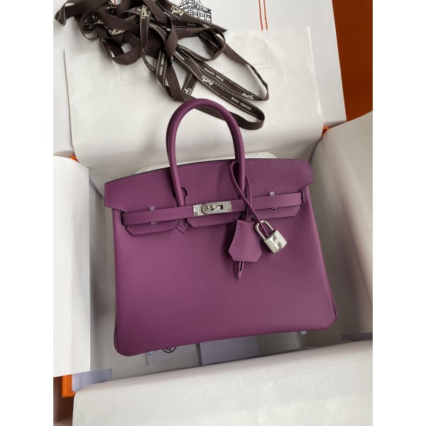 Birkin 25cm Epsom Leather Anemone Purple Silver Buckle