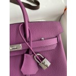 Birkin 25cm Epsom Leather Anemone Purple Silver Buckle