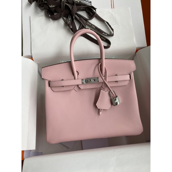 Birkin 25cm Epsom Leather 3Q Pink Silver Buckle